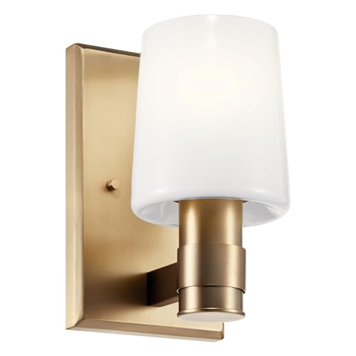 Kichler Adani 1-Light Wall Sconce, Modern Light with Opal Glass in Champagne Bronze, for Bathroom, Powder Room, Kitchen, Bedroom, or Hallway (8.5" x 5"), 55174CPZ