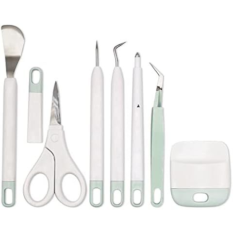 Weeding Tools Set Craft Vinyl Tools Scissors/Scrape/Weeders/Tweezers/Spatula/Scoring Stylus 7 PCS Craft Vinyl Weeding Kits for Cricut Stencils/Oracal Vinyl/Siser HTV/Silhouette Cardstock Cover