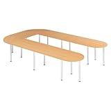 bümö Konferenztisch U-Form 380x240 cm großer Besprechungstisch in Buche, Besprechungstisch mit Chromfüßen, Meetingtisch für 11 Personen, Tisch für Besprechungsraum & Meeting