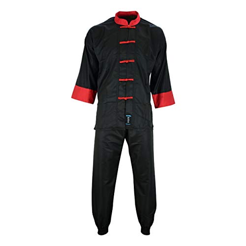 Uniforme de Kung Fu Elite noir et rouge idéal pour l'entraînement au dojo
