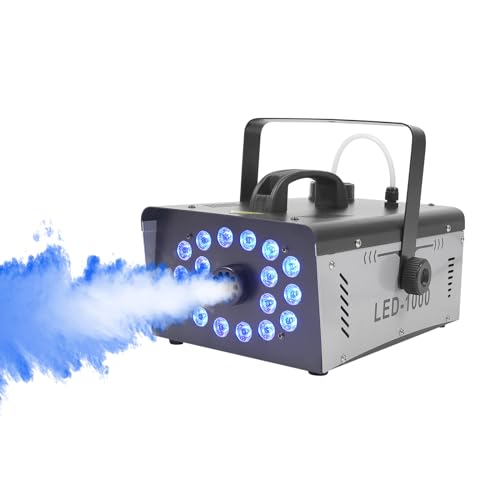 Máquina de humo con 18 luces LED y control remoto inalámbrico miniatura 1