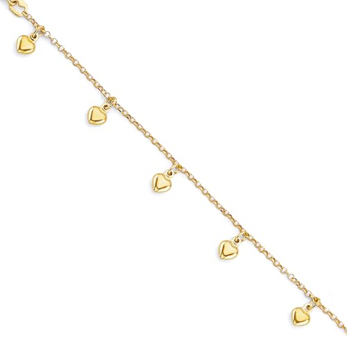 14k Yellow Gold Heart Charm Bracelet - 6"2