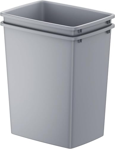 Image of 35 Quart Plastic Trash Can,9-Gallons Under Cabinet Waste Bin,2-Pack | Wide-open Top Design, 9-Gallons Slim Trash Can for Kitchen Bedroom Office Bathroom Under Sink, Easy to Clean, Gray