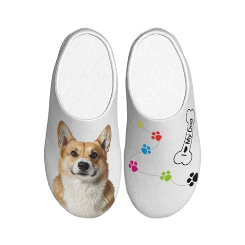 Custom Face Slippers for Women Man Add Text Logo Personalized Photo Warm Slippers Customized Non-Slip Fluffy Slippers Indoor Outdoor Winter Slippers