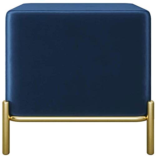 Tabouret pouf bleu de 41,5 cm pour coiffeuse, salon et bout de lit