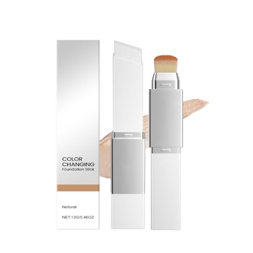 IZIHQA Barra Base Maquillaje Que Cambia Color, Con Cabezal Brocha,Barra Crema Cubriente, Para Todo Tipo Pieles(Natural)
