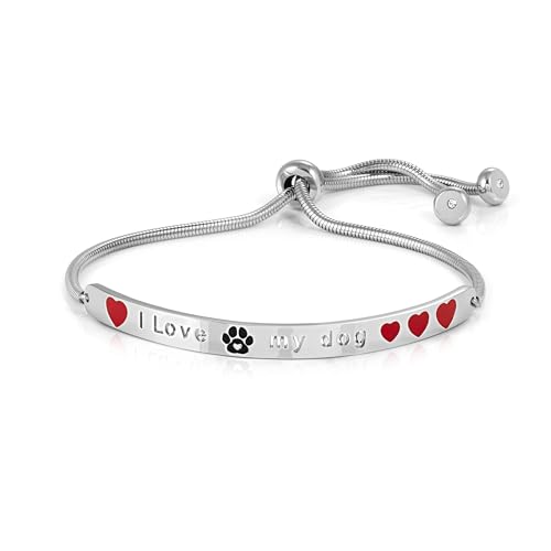 MATERIALI RESISTENTI E DETTAGLI LUMINOSI: Realizzato in acciaio inossidabile lucido e impreziosito da cubic zirconia brillanti, il bracciale si distingue per la sua durata nel tempo, la qualità dei materiali e la bellezza dei cuori smaltati rossi.