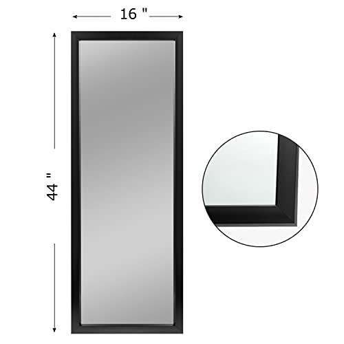 Image of PexFix Full Length Floor Mirror Floor Stand up or Wall Mounted Mirror Mirror Full Length with Thin Frame Mirror,Black,44''x16''