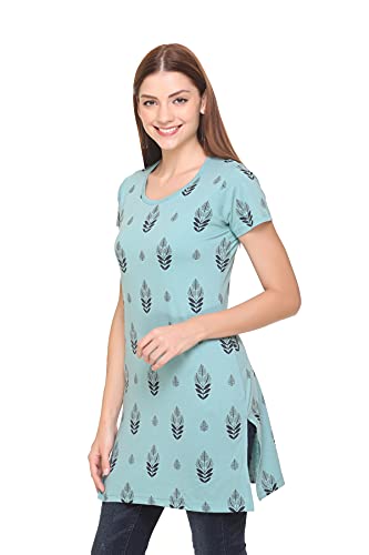 Image of In Love Women's Printed Cotton Plus Size Longline T-Shirt Half Sleeve with Pockets Pack of 2