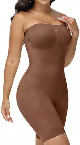 Strapless Shapewear Tummy Control Bodysuit for Women Underdress Seamless Full Body Shaper with Removable Straps - Image 2