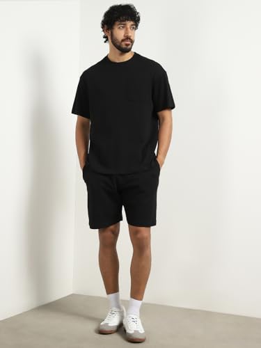 Image of NOBERO Men Cotton Blend Solid Co-ord Sets