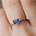 Silvart 2 Ct East Wast Blue Emerald Cut Sapphire Dainty Solitaire Engagement Ring Vintage 14K Yellow Gold Plated Anniversary Ring Birthstone Ring Gift For Women 925 Silver Handmade Customized Ring