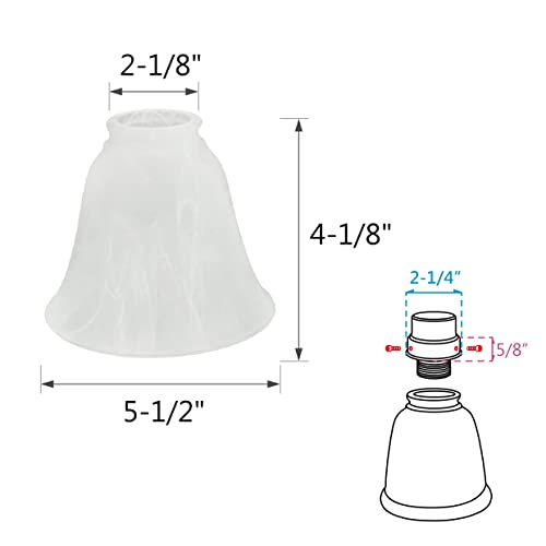 Image of Aspen Creative 23044-4A Transitional Alabaster Bell Shape Ceiling Fan Glass Shade.2-1 /8 inchFitter.Size:5-1 /2 inchD x 4-1 /8 inchH.4Pcs /Pack