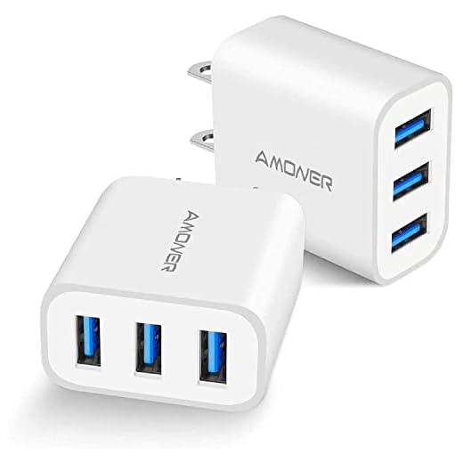 Wall Charger, Amoner Upgraded 2Pack 15W 3-Port USB Plug Cube Portable Wall Charger Plug for iPhone Xs/XS Max/XR/X/8/7/6/Plus, iPad Pro/Air 2/Mini 2, Galaxy9/8/7, Note9/8, LG, Nexus and More