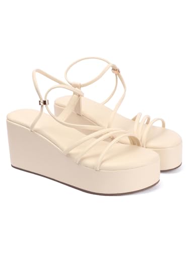Image of TRYME Women Multi Strap Comfort Open Toe Stylish Daily Wear Wedge Heel Sandals