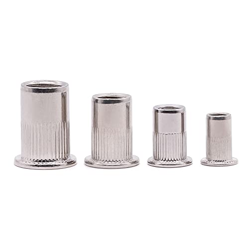 Image of 5 /16-18 Rivet Nut Stainless Steel 304 (18 /8), UNC Flat Head Threaded Insert Rivnuts, Knurled Body, 50 PCS