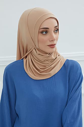 Aisha's Design Jersey Shawl for Women Instant 95% Cotton Modesty Turban Cap Hat Head Wrap Cotton Scarf3