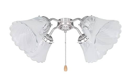 Image of Aspen Creative 23063-4A Transitional Clear & Sandblasted Ceiling Fan Glass Shade.2-1 /8 inchFitter.Size:4-3 /4 inchD x 4-7 /8 inchH.4Pcs /Pack