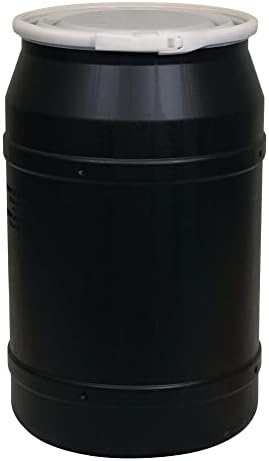 Eagle 55 Gallon Lab Pack Barrel Drum with Poly Lever Lock Ring, Black,1656BLK