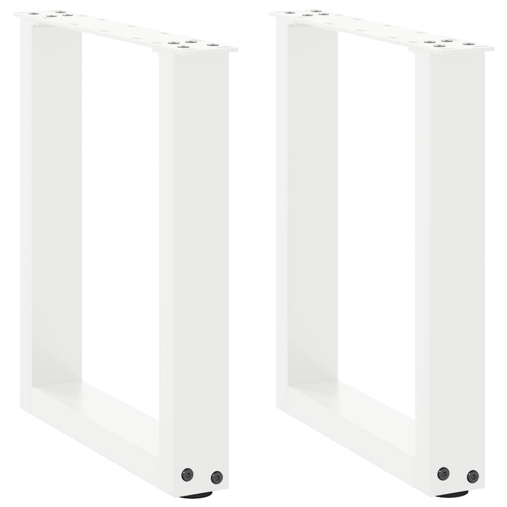 SXZenSpace White Coffee Table Legs U-Shaped 28x(42-43) cm Steel with Adjustable Feet for Living Room and Office