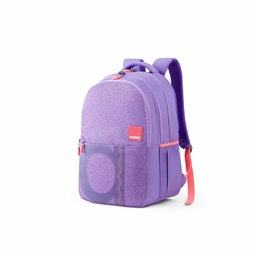 Image of American Tourister Lit | 36 Ltrs | 3 Compartments | Bottle Pocket | Ergonomic Padded Back Panel & Shoulder Straps | Secondary School Backpack | 1 Year International Warranty | Mauve Purple