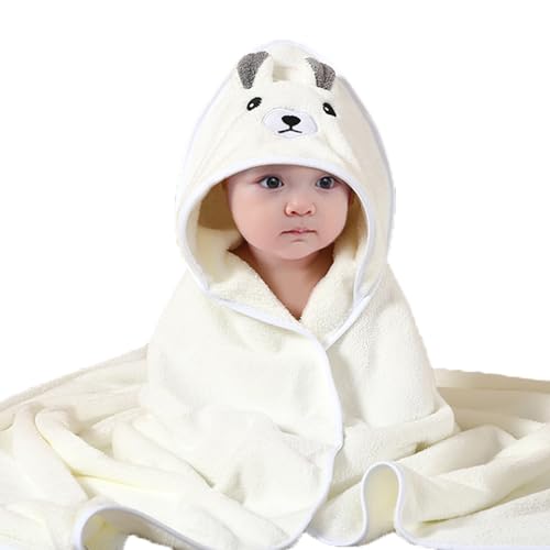 Image of TMIELYBS Hooded Baby Towels, 4 Packs Premium Soft Baby Bath Towels with Hood for Babies, Toddler, Infant - Ultra Absorbent, Baby Stuff Shower as Best Gifts for Boys and Girls (4Pack) (White Bear)