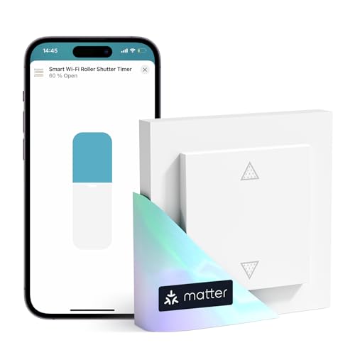 Meross Matter Interruttore WiFi Tapparelle Compatibile con Apple HomeKit Siri, Alexa, Google Assistant e SmartThings, Interruttore WiFi Smart Tapparelle(è Necessario Il Filo Neutro)