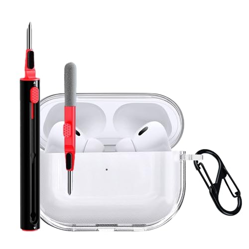 FDHYFGDY Cover per AirPods Pro 3 Custodia, Custodia Protettiva in Silicone Compatibile con AirPods Pro 3, Ultrasottile Antiurto, Morbido, con Asta di Pulizia e Moschettone - Trasparente