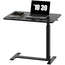 Sweetcrispy Overbed Bedside Table with Wheels, Adjustable Hospital & Home Use Bed Table, Rolling Laptop Table, Mobile Standing Desk, Compact Sturdy Desk,Black,