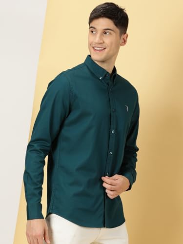 Image of Thomas Scott Men's Cricket Club Collection Classic Regular Fit Twill Shirt | 100% Cotton Long Sleeve Solid Shirt with Button Down Collar (Available in Plus Size)