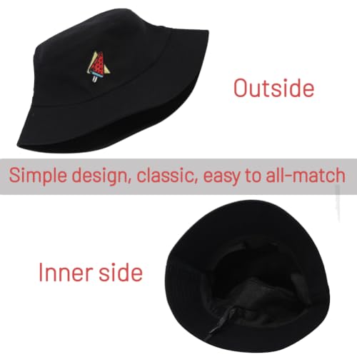 Image of Cotton Bucket Hat for Women Men Summer Travel Sun Beach Bucket Cap, Unisex Outdoor Fisherman Hat