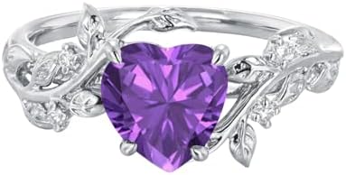 Personalized Leaf Gemstone Ring for Women 925 Sterling Silver 10K...