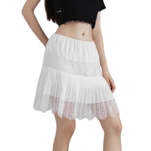 Lace Skirts, Y2K Lace Skirts for Women with Ruffle Floral, Widened Low Waist Layered Slip Skirt S-3XL3