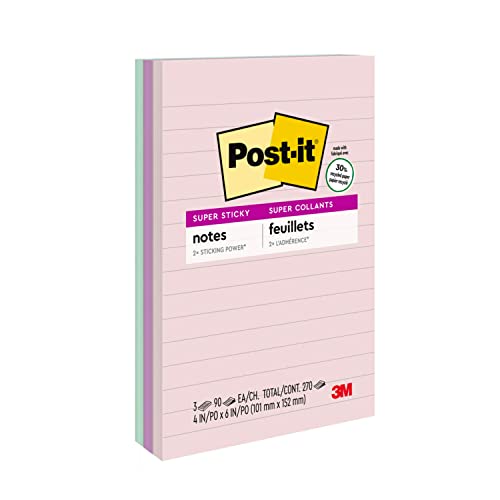 Image of Post-it Super Sticky Notes, 4 x 6-Inches, Farmers Market Collection, 3-Pads /Pack
