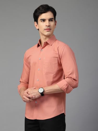 Image of Majestic Man Solid Cotton Casual Shirt - Slim Fit, Full Sleeves, Premium Button Closure