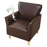 FUANGUI Waterproof PU Leather Banquet Armchair Slipcover Chair Covers with Arms, Stretch Club Chair Slipcover Soft Sofa Covers Anti-Slip Furniture Protector for Dogs Pets Home Living Room Decor