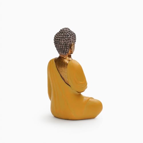 Image of PURE HOME + LIVING Yellow Antique Gold Polyresin Sitting Buddha - Small Idol Statue Showpiece for Home & Office Decoration, Statue for Living Spaces Yoga Studios, Gift for Housewarmings (Pack of 1)