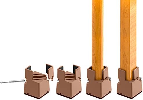 RCHYFEED Adjustable Bed Risers 10 cm with Screw Clamp, 4 inch Furniture Risers Heavy Duty 4 Pack Sofa Table Chair Risers for Square/Round Furniture Legs Diameter 0.8''1.6'', Supports 20,000 lb Black