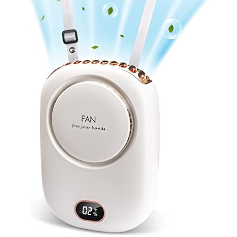 PiKaPiKaP Portable Neck Fan, Hanging Neck Fan Hands Free with Adjustable Lanyard and Bracket, USB Rechargeable Bladeless Mini Fans Portable, 3 Speeds for Women Kids Outdoor Travel Cover