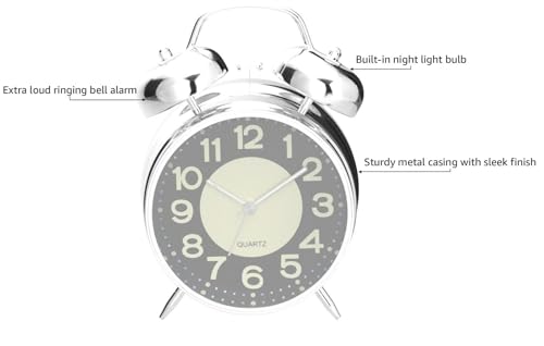 Ayrelysuperloudalarmclockforheavysleepersadultstwinbellretro4inchsilentnontickingquartzwithbacklightluminousdialalarmclocksforbedroomsbedsidesilver Urban Country Home Decor Ayrely super loud alarm clock for heavy sleepers adultstwin bell retro 4 inch silent non ticking quartz with backlight luminous dial alarm clocks for bedrooms bedside silver urban country home decor