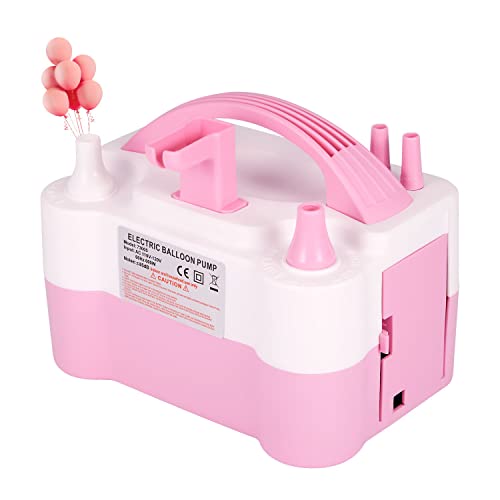 SPOWAY Bomba para Inflador Globos, Bomba de Globo de Aire eléctrica con 2 Anudador 110V 600W Inflador/soplador de Globos eléctrico portátil de Doble Boquilla para decoración de Fiestas