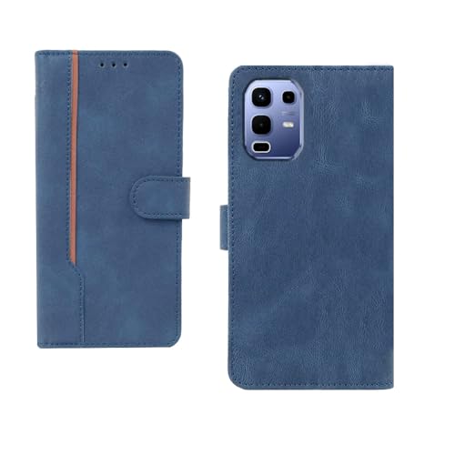 Image of amazon basics Infinix Note 50s 5G Flip Cover | Card Pockets Wallet & Stand | Flip Cover for Infinix Note 50s 5G (Blue with Beige Strip)