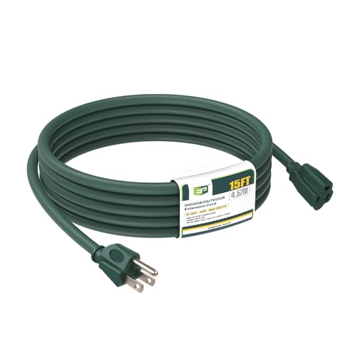 Image of EP 15FT Outdoor Extension Cord, 16 /3 SJTW Heavy Duty Green, ETL Listed
