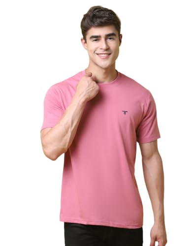 Image of Pinkmint Men's Cotton Blend T-Shirt ll Soild Round Neck T-Shirt ll Stylish Half Sleeve T-Shirt's (Pack of 1)
