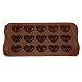 Agatige Moule à Chocolat en Silicone, 15 Trous en Forme de cœur, Moule de Cuisson pour Bonbons au Chocolat, 20 x 10 x 2 cm(Chocolat)