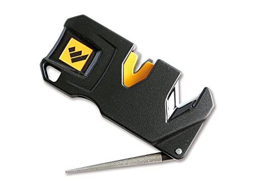 Work Sharp Pivot Plus - Afilador de cuchillos con elementos de carburo cruzados y varillas de cerámica en color negro, 8,90 cm