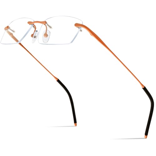 Image of Titanium Glasses Frame,Rimless Optical Eyewear Eyeglasses for Men and Women