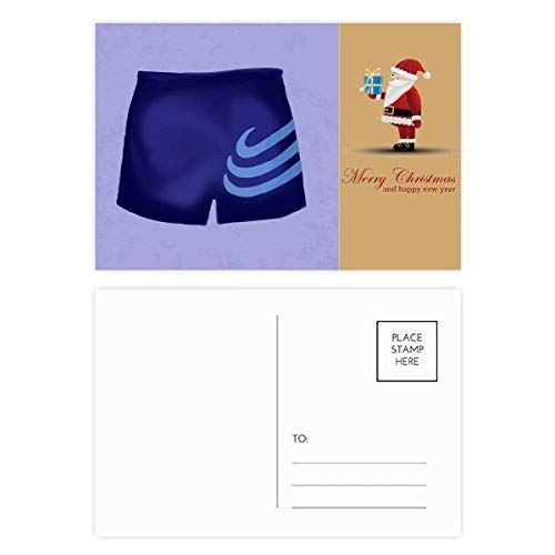 Cartes postales Père Noël à rayures bleues pour vœux de Noël et correspondance hiver