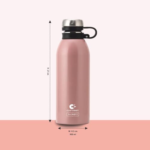 Image of CLAY CRAFT VACBOTT Charlie Double Walled|18 Hours Hot and 24 Hours Cold Water Bottle Vacuum Insulated Flask Bottle 900ml|1 Pcs Water Bottle|Travelling|BPA-Free|BIS Certified|1Year Limited Warranty