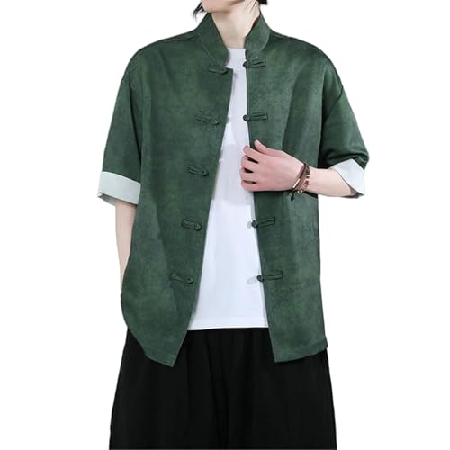 Costume d'été rétro chinois respirant en lin haut de gamme avec boutons grenouille